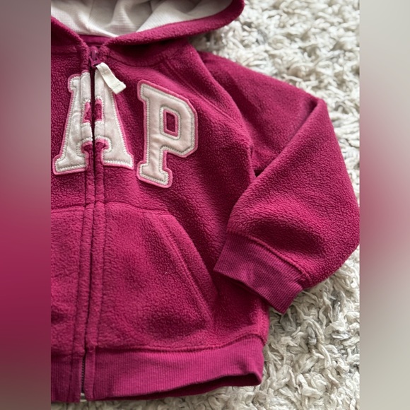 Gap girls pink zip up fleece sweater hoodie size 3T - Picture 3 of 8